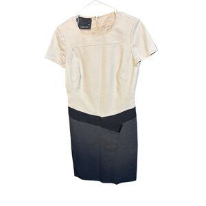 Carlisle Womens Dress US 2  Colorblock Short Sleeve Beige & Black